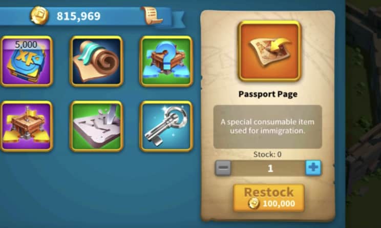 passport page from alliance shop